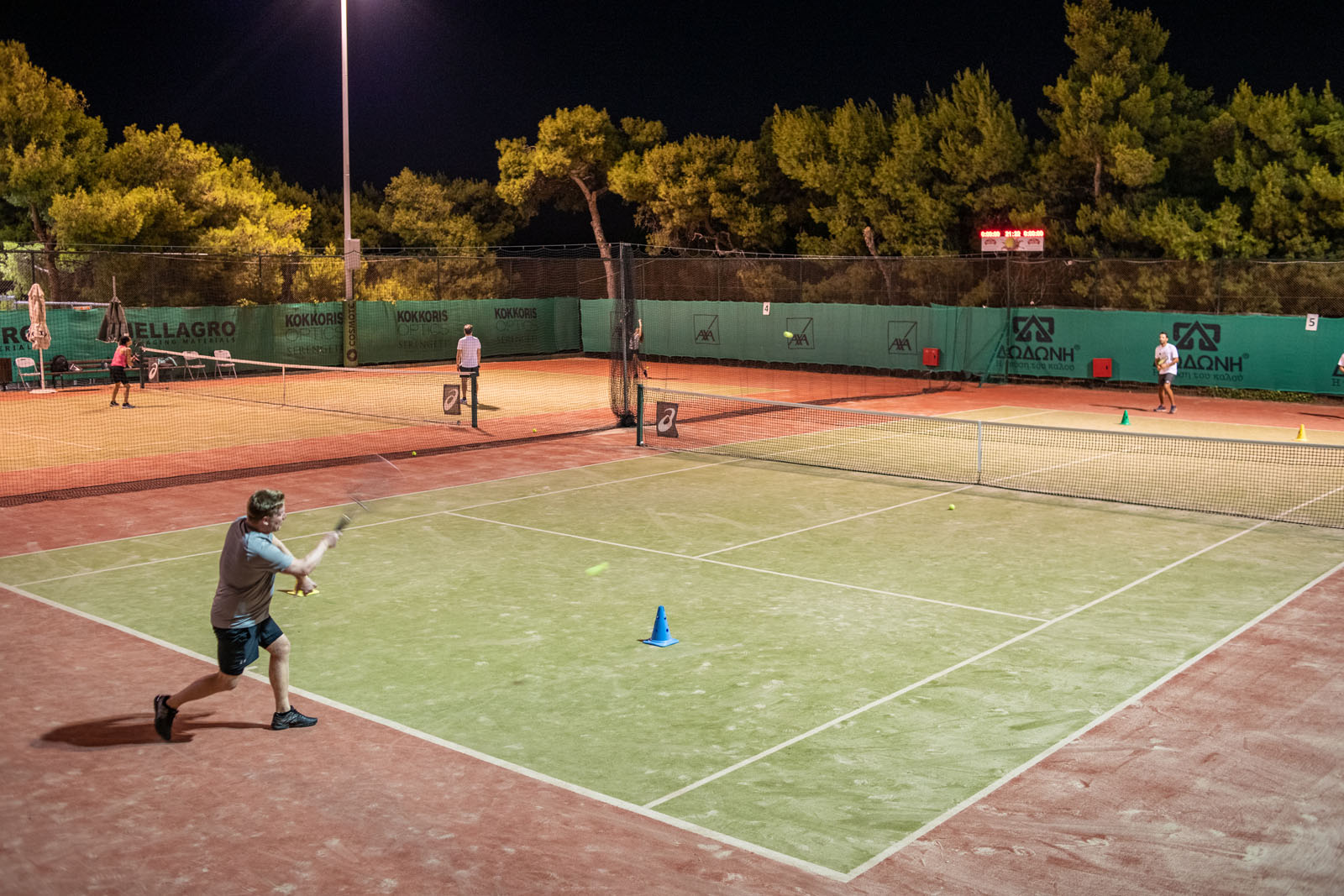 Courts with floodlights